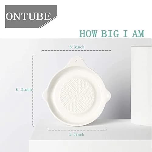 ONTUBE Ceramic Grater Plate for Ginger, Garlic, Onion (5.5" x 2 Pieces) | Dishwasher Safe & Multi-Function Kitchen Tool thumbnail 3