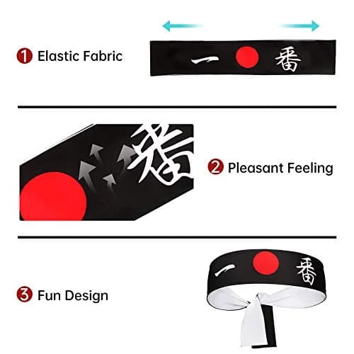 5Chaos Sushi Headband Japanese Hachimaki for Karate Cosplay Kitchen Chef | Reversible, Breathable, 38" Length thumbnail 3