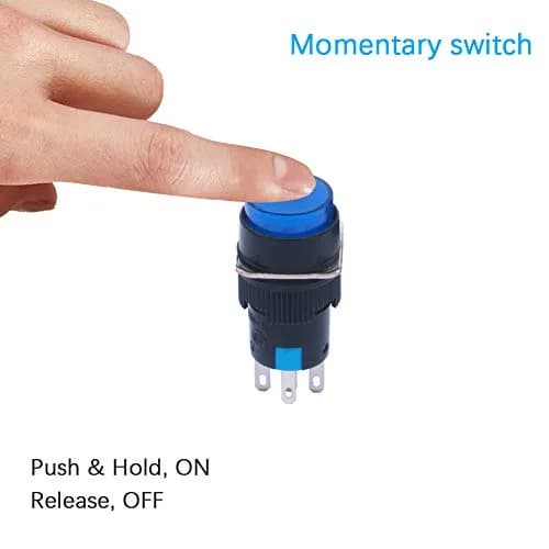 mxuteuk 16mm Momentary Push Button Switch with LED Light, 1NO 1NC SPDT, 5 Color Pack | Industrial Control Component thumbnail 4