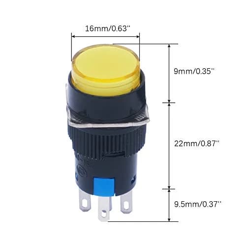 mxuteuk 16mm Momentary Push Button Switch with LED Light, 1NO 1NC SPDT, 5 Color Pack | Industrial Control Component thumbnail 5