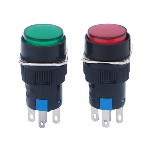 mxuteuk 16mm Momentary Push Button Switch with LED Light, 1NO 1NC SPDT, 5 Color Pack | Industrial Control Component thumbnail 2