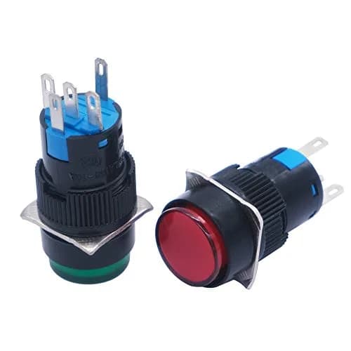 mxuteuk 16mm Momentary Push Button Switch with LED Light, 1NO 1NC SPDT, 5 Color Pack | Industrial Control Component thumbnail 3
