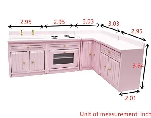 SXFSE 1:12 Dollhouse Wooden Kitchen Cabinet Set | Miniature Furniture in White for Dollhouses thumbnail 2