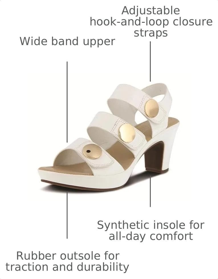 PATRIZIA Triodee Sandals for Women - White Patent Platform 10.5-11 | Adjustable Straps Slip-On thumbnail 5