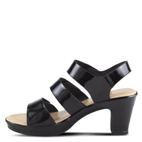PATRIZIA Triodee Sandals for Women - Casual Platform Slip-On with Adjustable Straps, Black Patent, EU 38 / US 7.5-8 | 3" Heel, 3/4" Platform thumbnail 6