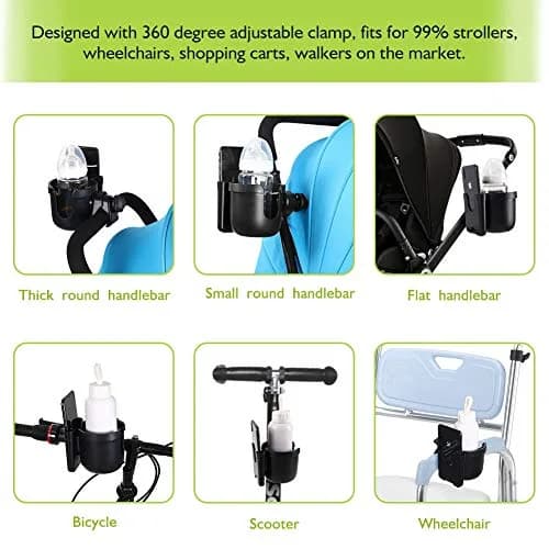 Accmor Stroller Cup Holder with Phone Holder, Universal Fit, 2-in-1 Drinks & Cell Phone Holder for Uppababy Nuna Strollers thumbnail 7