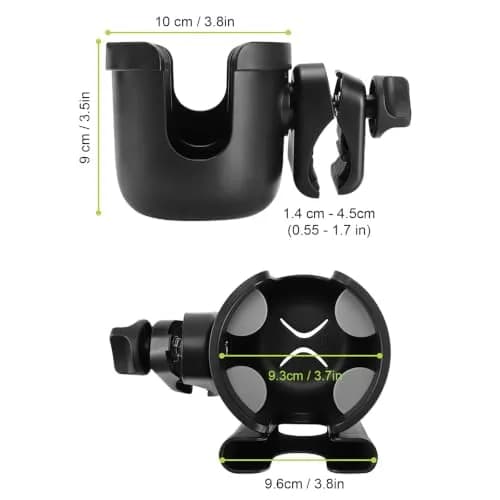 Accmor Stroller Cup Holder with Phone Holder, Universal Fit, 2-in-1 Drinks & Cell Phone Holder for Uppababy Nuna Strollers thumbnail 9