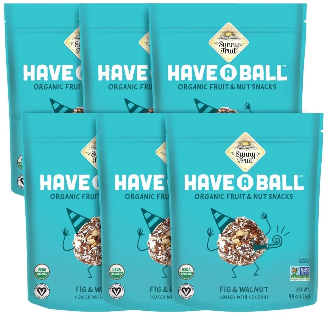 Sunny Fruit 100% RAW Fruit & Nut Snacks, Fig & Walnut, 6-Pack | Organic, Vegan, Gluten-Free, Kosher