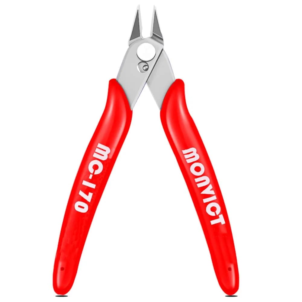 MONVICT 5 Inch Micro Wire Cutters, Flush Cutters with Opening Spring & Ergonomic Handle | Cuts Soft Wire Up to 1.6mm - main product image