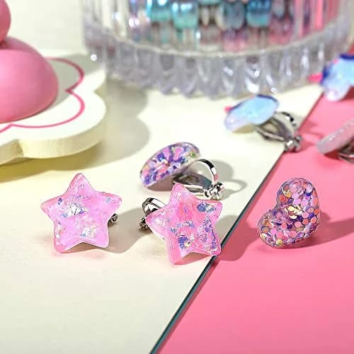 PinkSheep Unicorn Clip On Earrings for Little Girls, 6 Pairs | Non-Pierced, Safe & Durable thumbnail 3