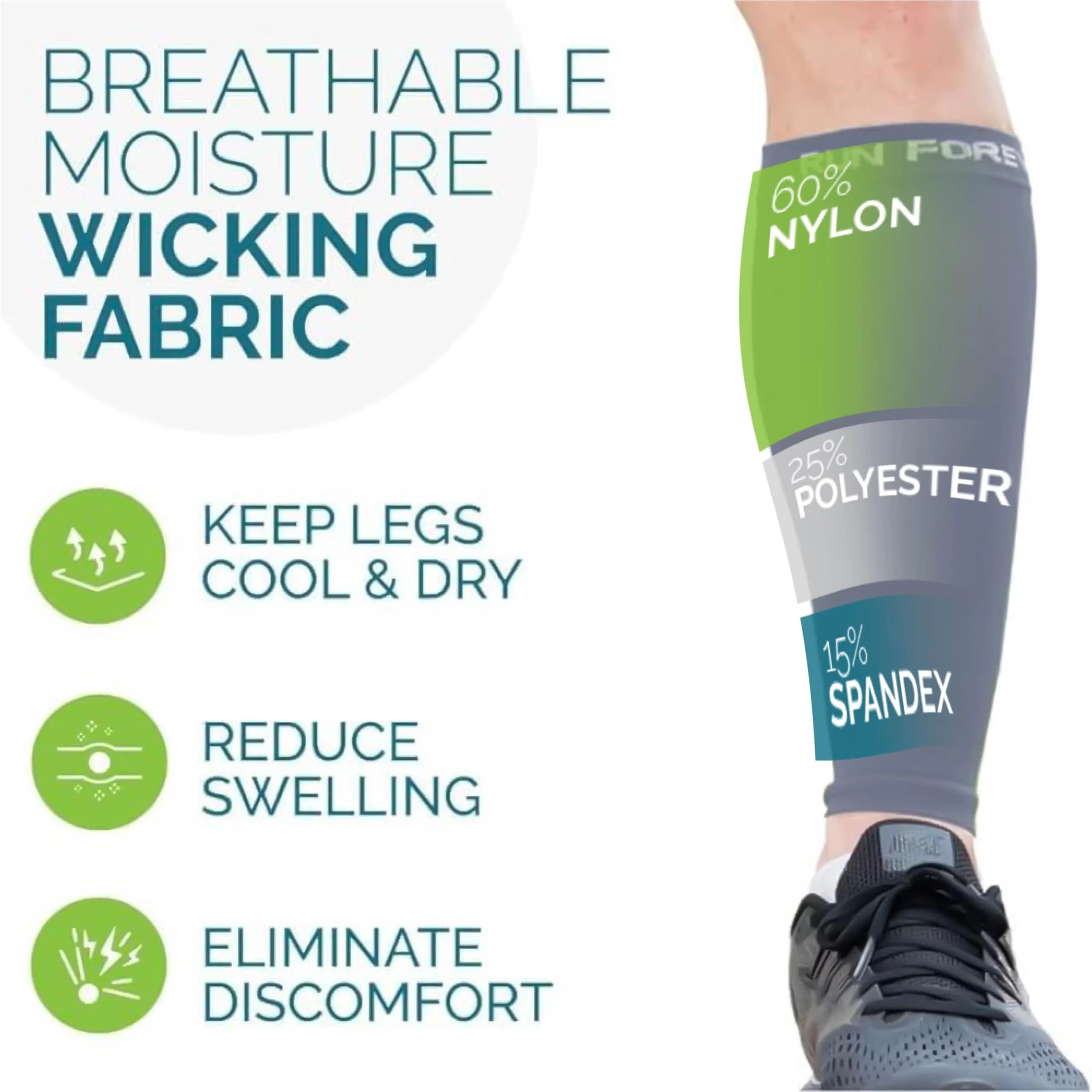Run Forever Calf Compression Sleeve XL Grey | 20-30mmHg Graduated Compression for Lower Leg Support - view 5
