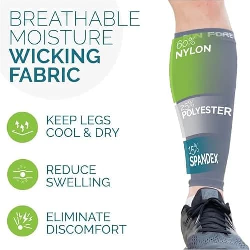Run Forever Calf Compression Sleeve XL Grey | 20-30mmHg Graduated Compression for Lower Leg Support thumbnail 5