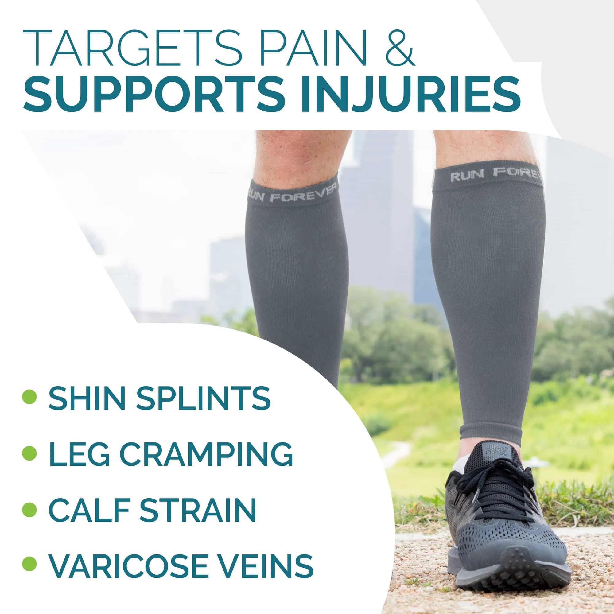 Run Forever Calf Compression Sleeve XL Grey | 20-30mmHg Graduated Compression for Lower Leg Support - view 6