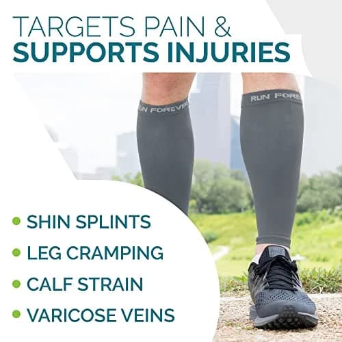 Run Forever Calf Compression Sleeve XL Grey | 20-30mmHg Graduated Compression for Lower Leg Support thumbnail 6
