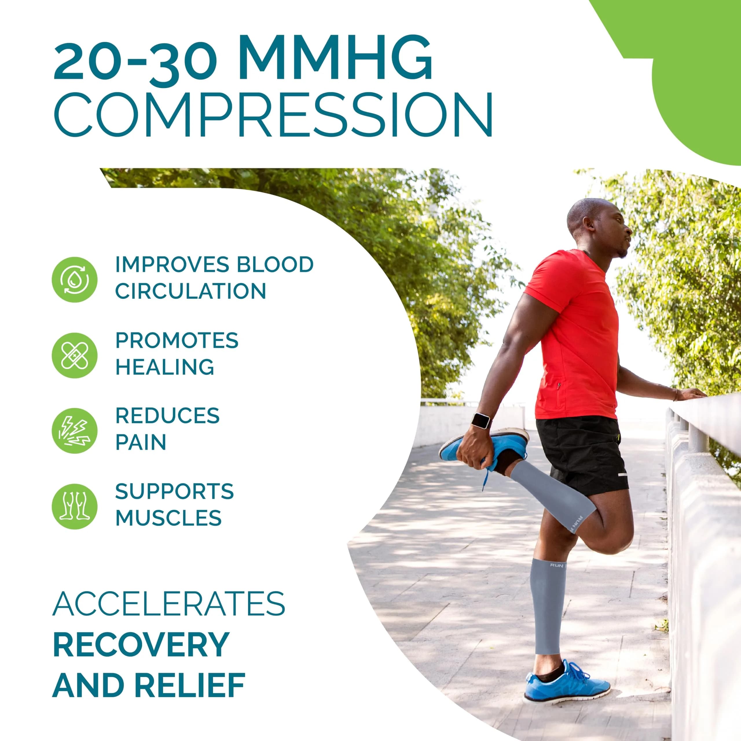 Run Forever Calf Compression Sleeve XL Grey | 20-30mmHg Graduated Compression for Lower Leg Support - view 4