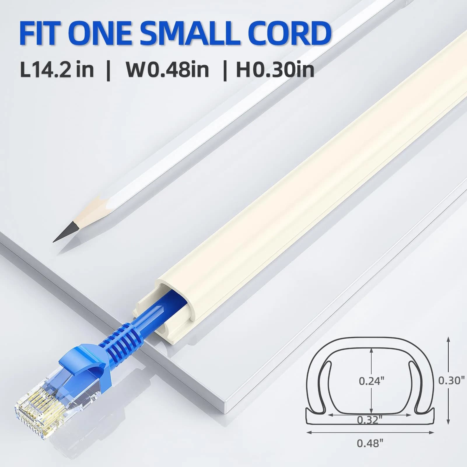 Delamu Beige Mini Cable Wire Hider for Wall, 128 in L x 0.48 in W x 0.30 in H | Conceals Single Thin Cord - view 2