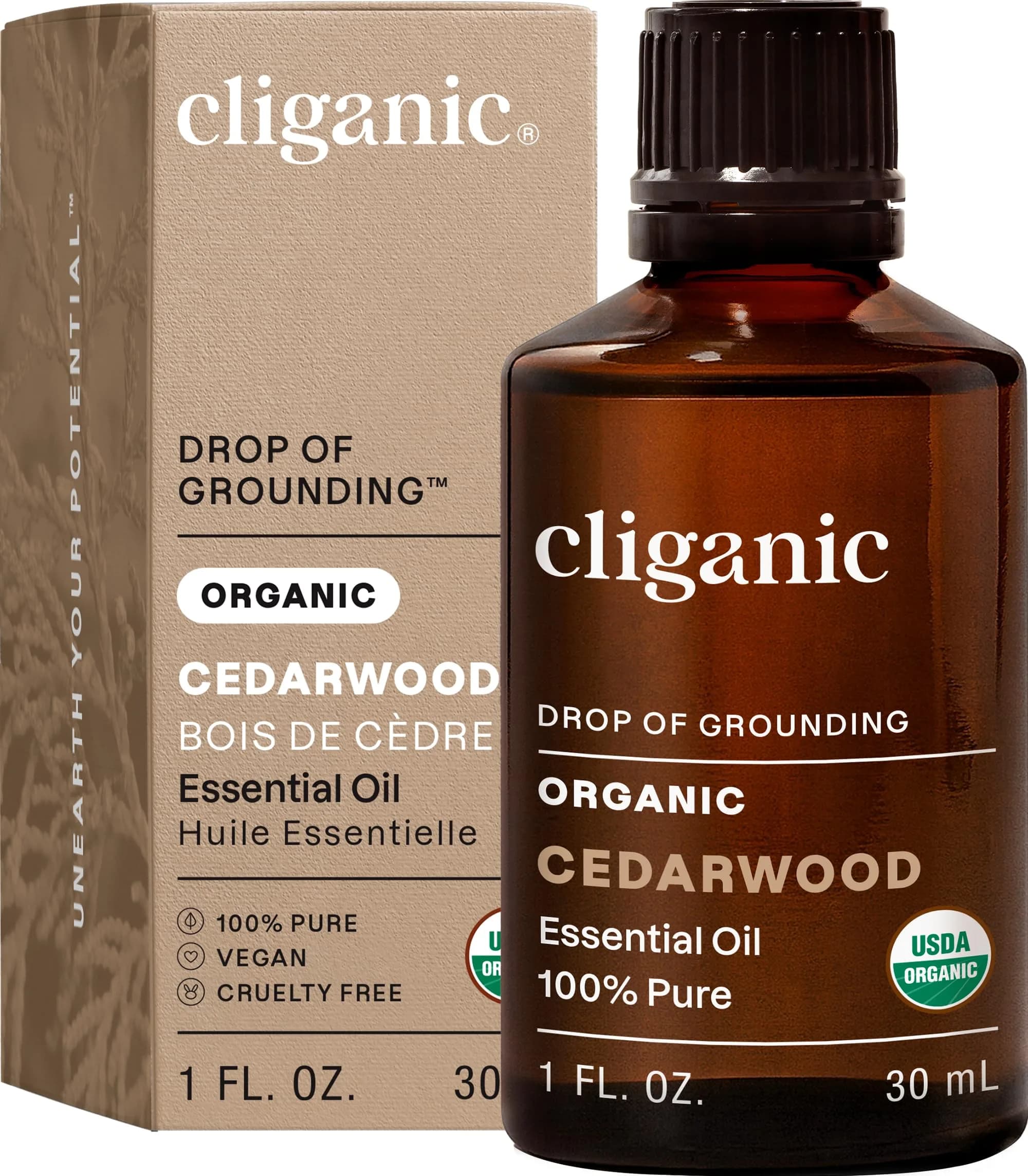 Cliganic Organic Cedarwood Essential Oil for Diffuser, 30ml (1 Fl Oz) | USDA Organic Certified, Pure & Multipurpose - main product image