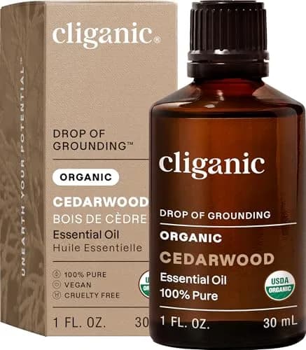 Cliganic Organic Cedarwood Essential Oil for Diffuser, 30ml (1 Fl Oz) | USDA Organic Certified, Pure & Multipurpose thumbnail 1