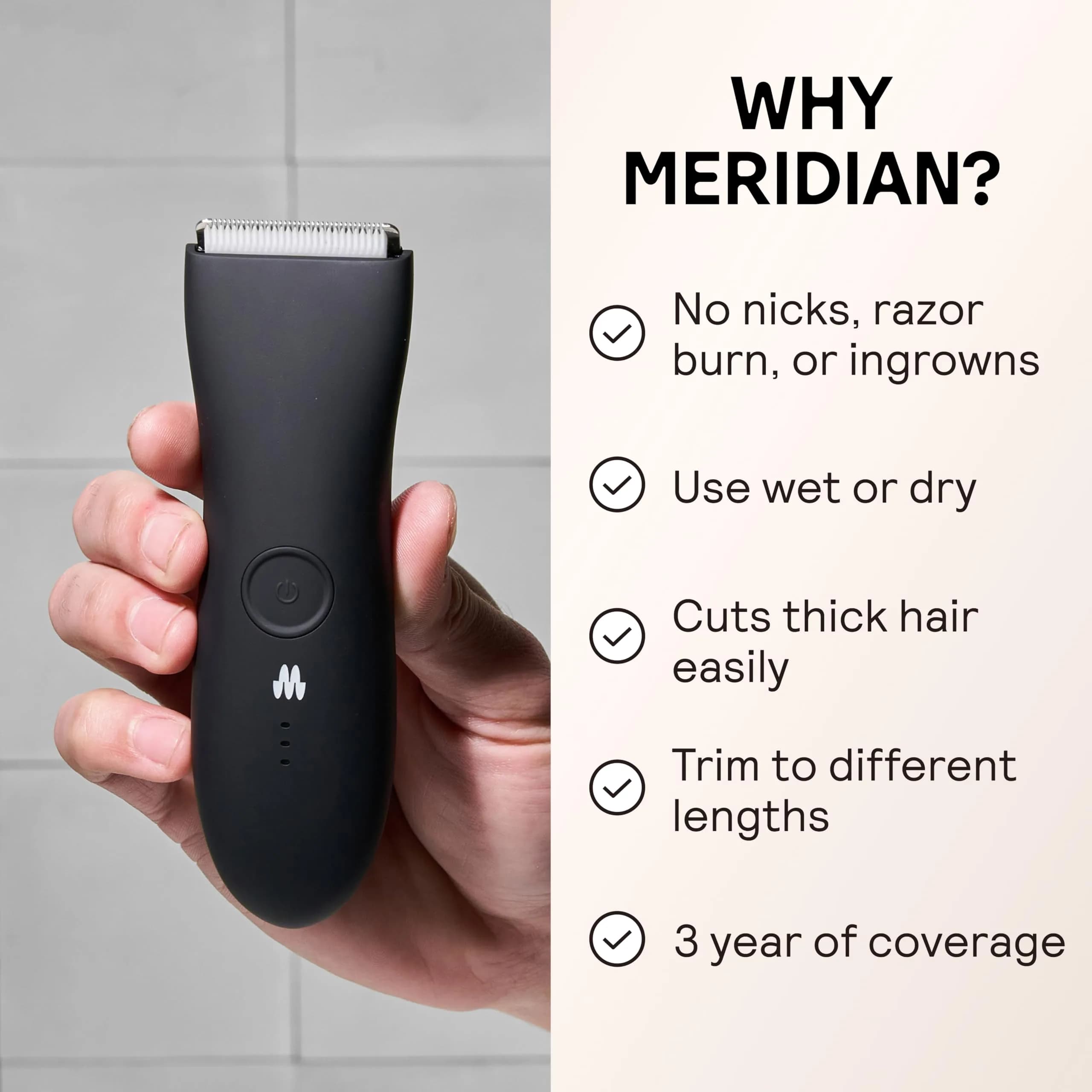 MERIDIAN The Trimmer Original Body Hair Trimmer for Men | 0.5-12mm Cutting Length, Rechargeable - view 2