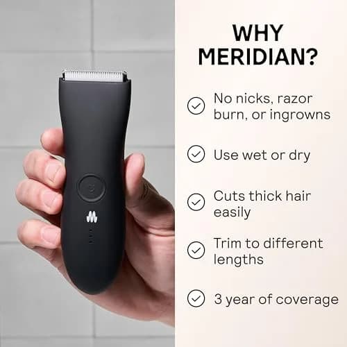MERIDIAN The Trimmer Original Body Hair Trimmer for Men | 0.5-12mm Cutting Length, Rechargeable thumbnail 2