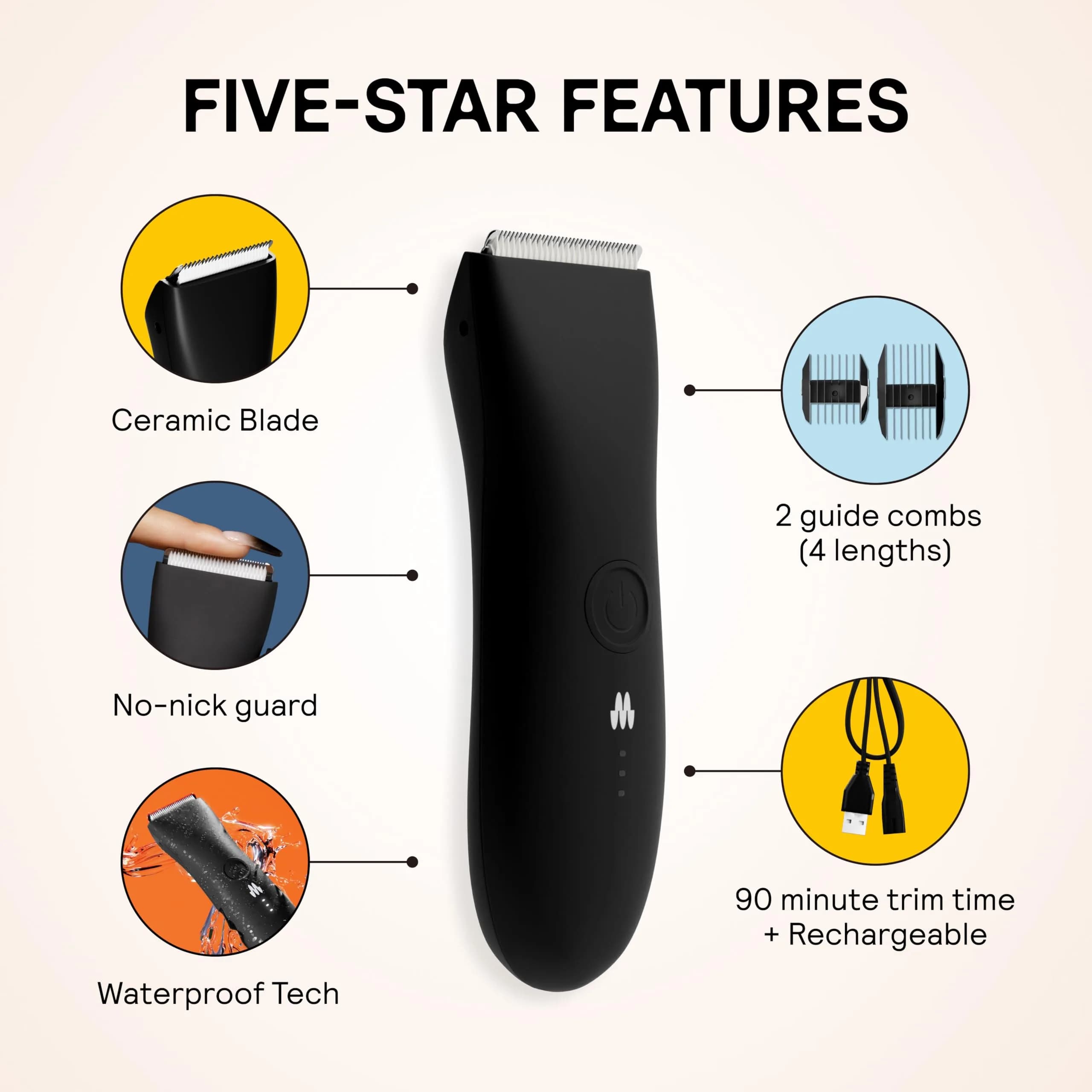 MERIDIAN The Trimmer Original Body Hair Trimmer for Men | 0.5-12mm Cutting Length, Rechargeable - view 3
