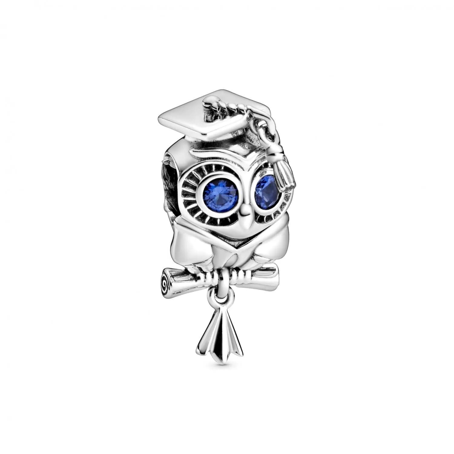 PANDORA Wise Owl Graduation Charm | Sterling Silver Bead for Women, Blue Stone, 1 Size - main product image