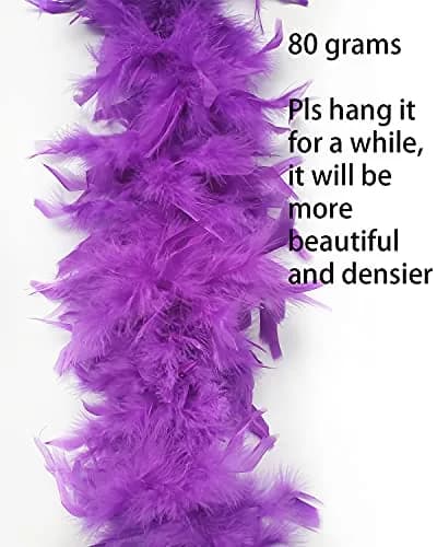 Happy Feather 80g Chandelle Feather Boa for DIY Craft, Party, Halloween | 70.9-inch Purple thumbnail 4