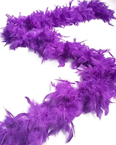 Happy Feather 80g Chandelle Feather Boa for DIY Craft, Party, Halloween | 70.9-inch Purple thumbnail 3