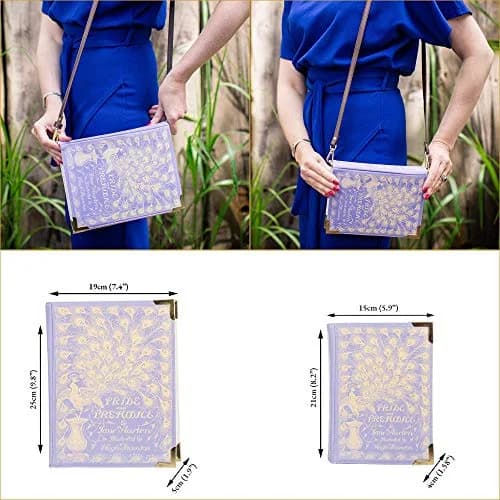 Well Read Crossbody Purse for Book Lovers, Purple, Small | Pride and Prejudice Book Cover thumbnail 2