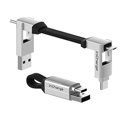 Rolling Square inCharge 6 Keychain USB C Charger Cable, Lightning & Micro-USB, 15cm (0.5ft) | Universal 6-in-1 Charging Cable thumbnail 1