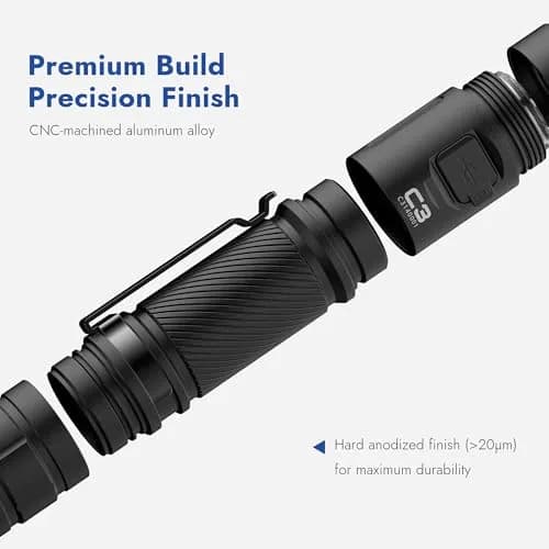 WUBEN C3 Flashlight 1200 Lumens | Rechargeable, 6 Modes, IP68 Waterproof, Compact for Everyday Carry thumbnail 5