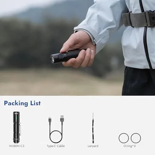 WUBEN C3 Flashlight 1200 Lumens | Rechargeable, 6 Modes, IP68 Waterproof, Compact for Everyday Carry thumbnail 9