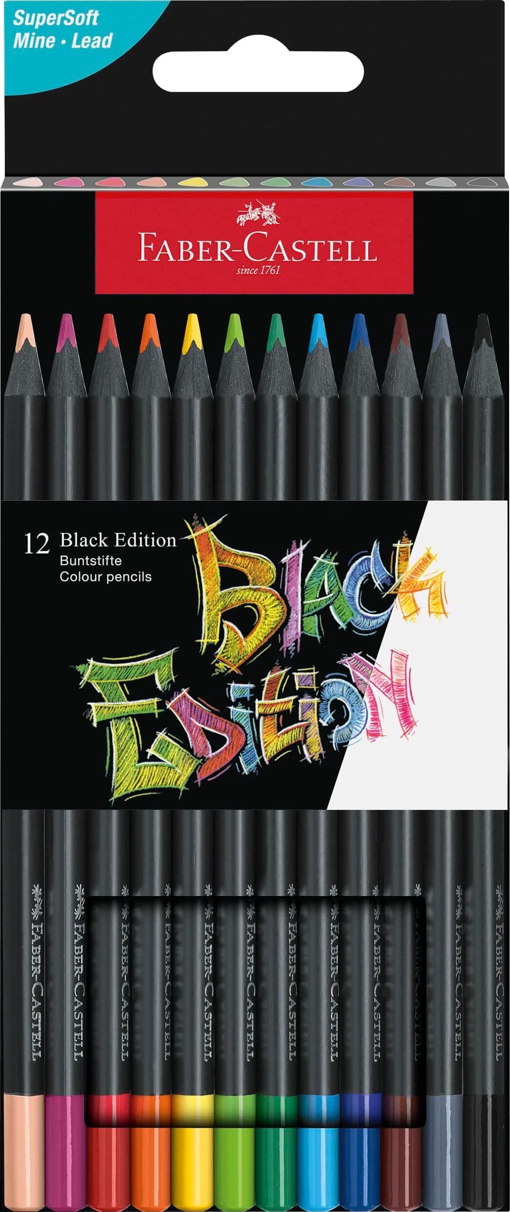 Faber-Castell Black Edition Colored Pencils, Classic (12 Count) | FSC Certified Wood — Faber-Castell Black Edition Colored Pencils
