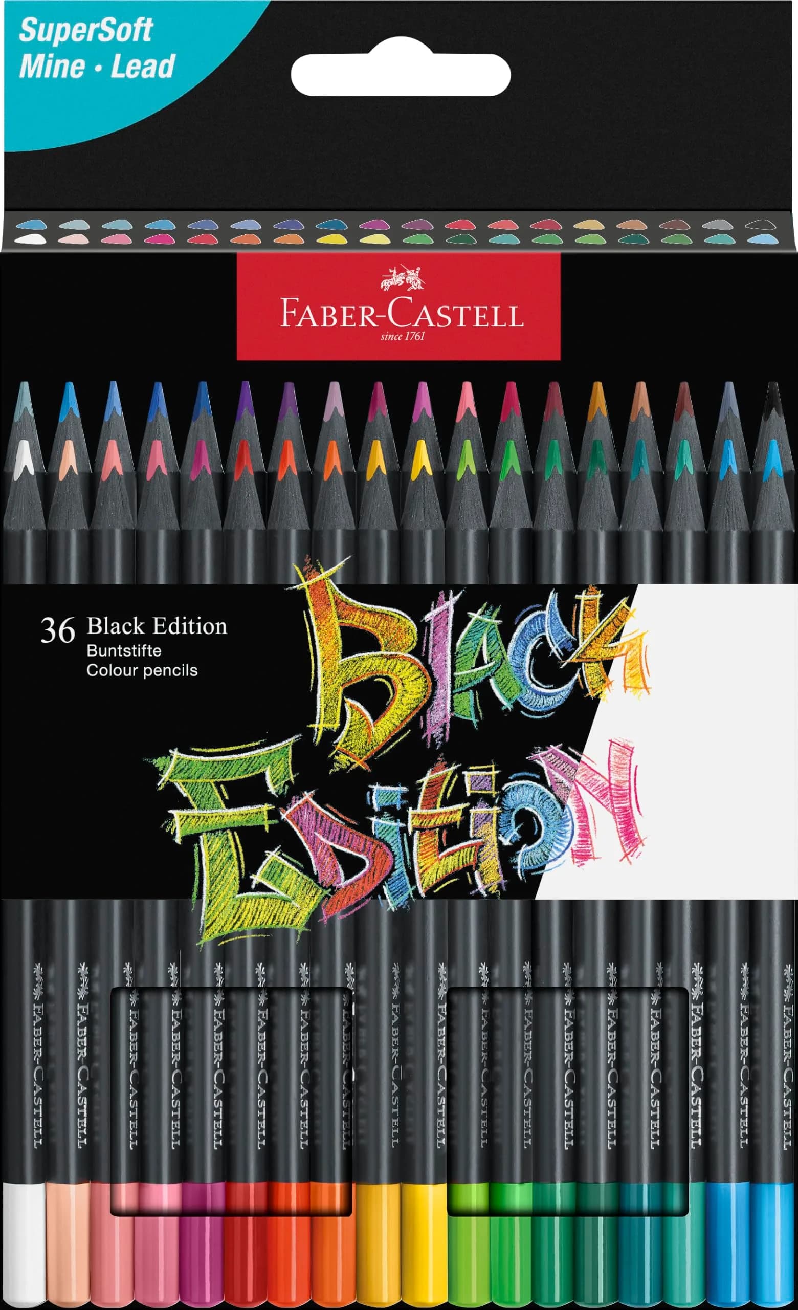 Faber-Castell Black Edition Colored Pencils 36 Count Classic Colors | Professional Quality with Soft Core Lead — Classic