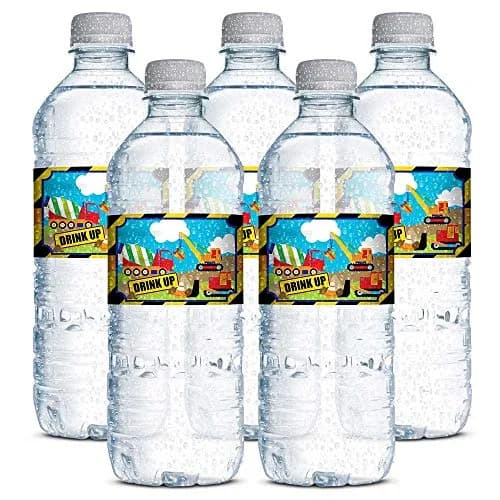 Amanda Creation Waterproof Water Bottle Sticker Wrappers 20 1.75" x 8.5" | Construction Site Party Zone Labels thumbnail 3