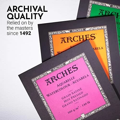 Arches Aquarelle Watercolor Pad, Hot Pressed, 300gsm (140lb) 23x30cm (9x12 inch) | 100% Cotton Paper thumbnail 5