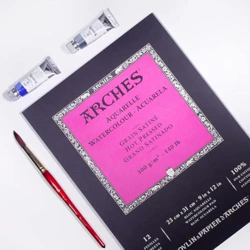 Arches Aquarelle Watercolor Pad, Hot Pressed, 300gsm (140lb) 23x30cm (9x12 inch) | 100% Cotton Paper thumbnail 2