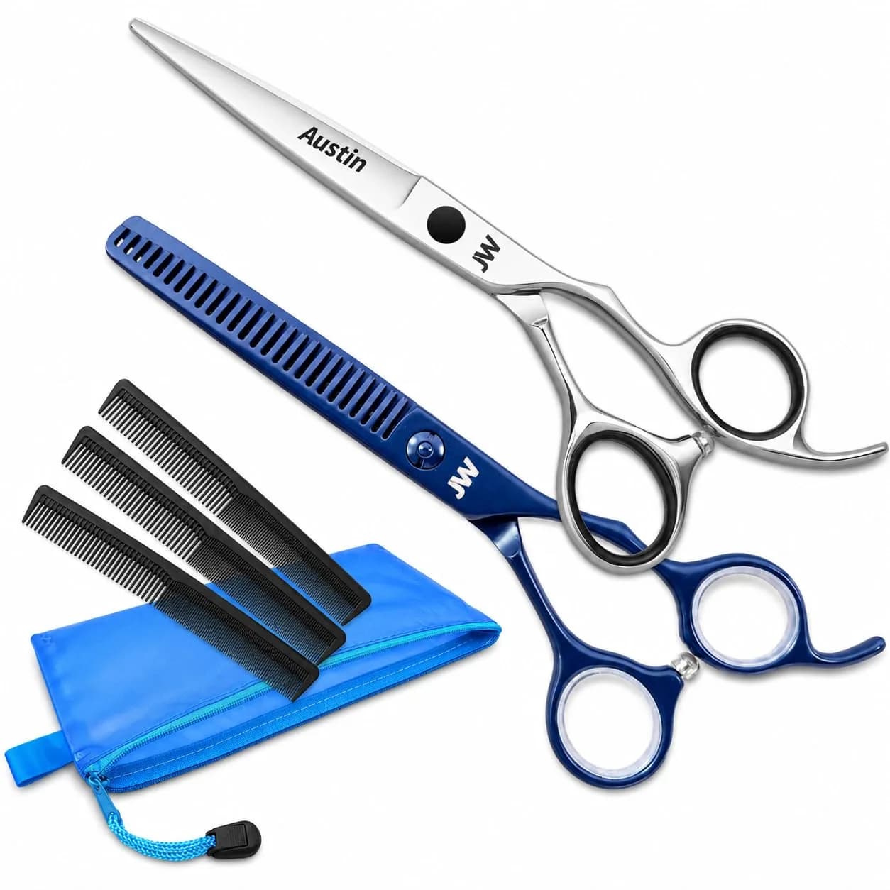 JW Shears CRX Professional Hair Cutting & Thinning Shear Set with Comb - Razor Edge Series | Japanese Steel, Ergonomic Design — CRXC-V1