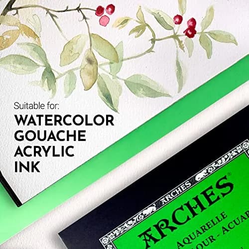 Arches Watercolor Pad, Cold Press, 25cm x 38cm (9x12 inches), 12 Sheets | Professional Art Paper for Watercolor Gouache Ink Acrylic thumbnail 3