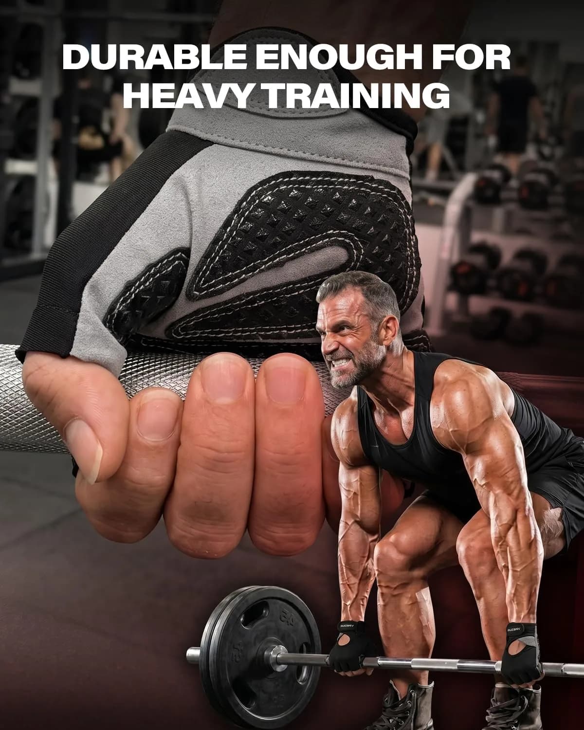 VINSGUIR Workout Gloves for Men and Women, Weight Lifting Gloves with Excellent Grip, Lightweight Gym Gloves for Weightlifting, Cycling, Exercise, Crosstraining, Pull ups, Fitness, Climbing and Rowing (Medium, Black) - view 4