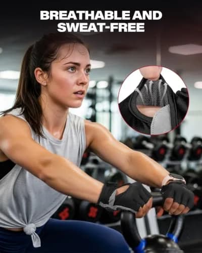 VINSGUIR Workout Gloves for Men and Women, Weight Lifting Gloves with Excellent Grip, Lightweight Gym Gloves for Weightlifting, Cycling, Exercise, Crosstraining, Pull ups, Fitness, Climbing and Rowing (Medium, Black) thumbnail 6