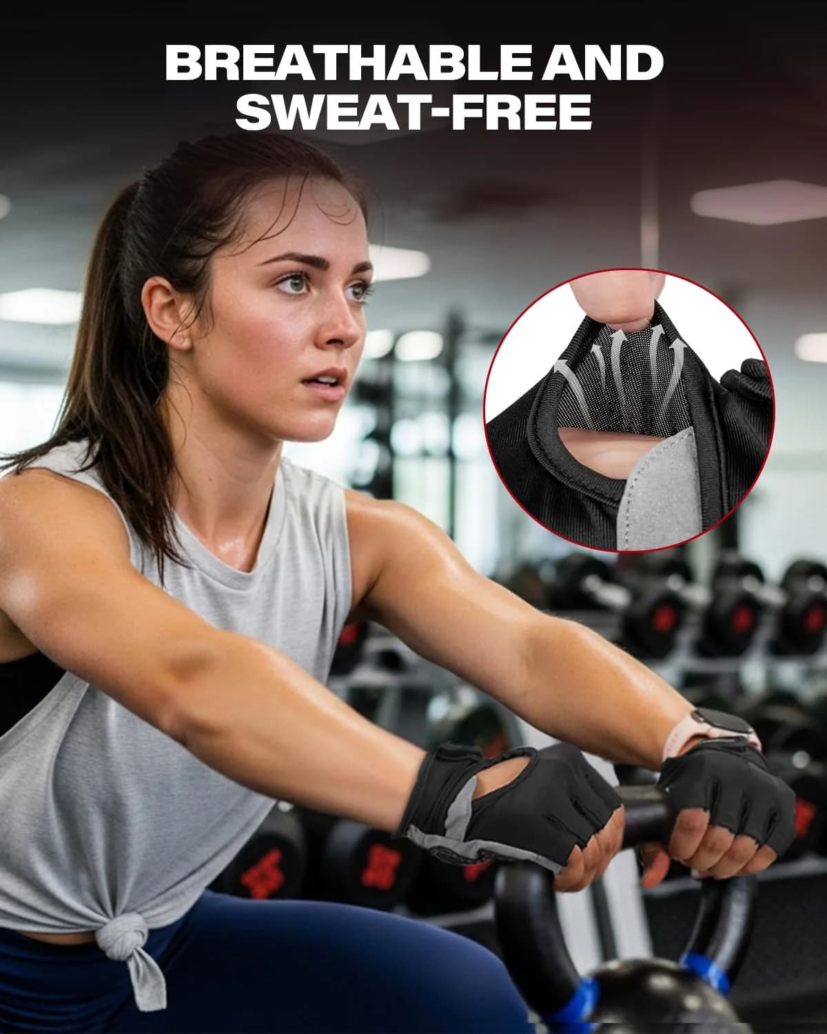 VINSGUIR Workout Gloves for Men and Women, Weight Lifting Gloves with Excellent Grip, Lightweight Gym Gloves for Weightlifting, Cycling, Exercise, Crosstraining, Pull ups, Fitness, Climbing and Rowing (Medium, Black) - view 6