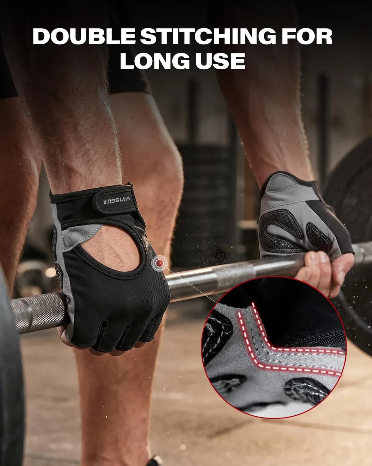 VINSGUIR Workout Gloves for Men and Women, Weight Lifting Gloves with Excellent Grip, Lightweight Gym Gloves for Weightlifting, Cycling, Exercise, Crosstraining, Pull ups, Fitness, Climbing and Rowing (Medium, Black) - view 3