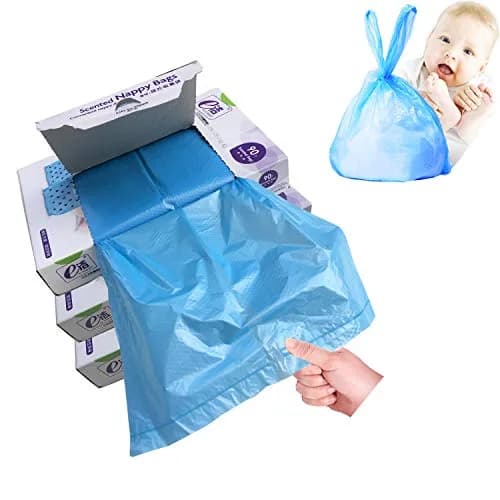 Dergik Baby Diaper Disposal Bags 270 | Odor Control, Light Baby Powder Scent, Easy Tie Handles thumbnail 1