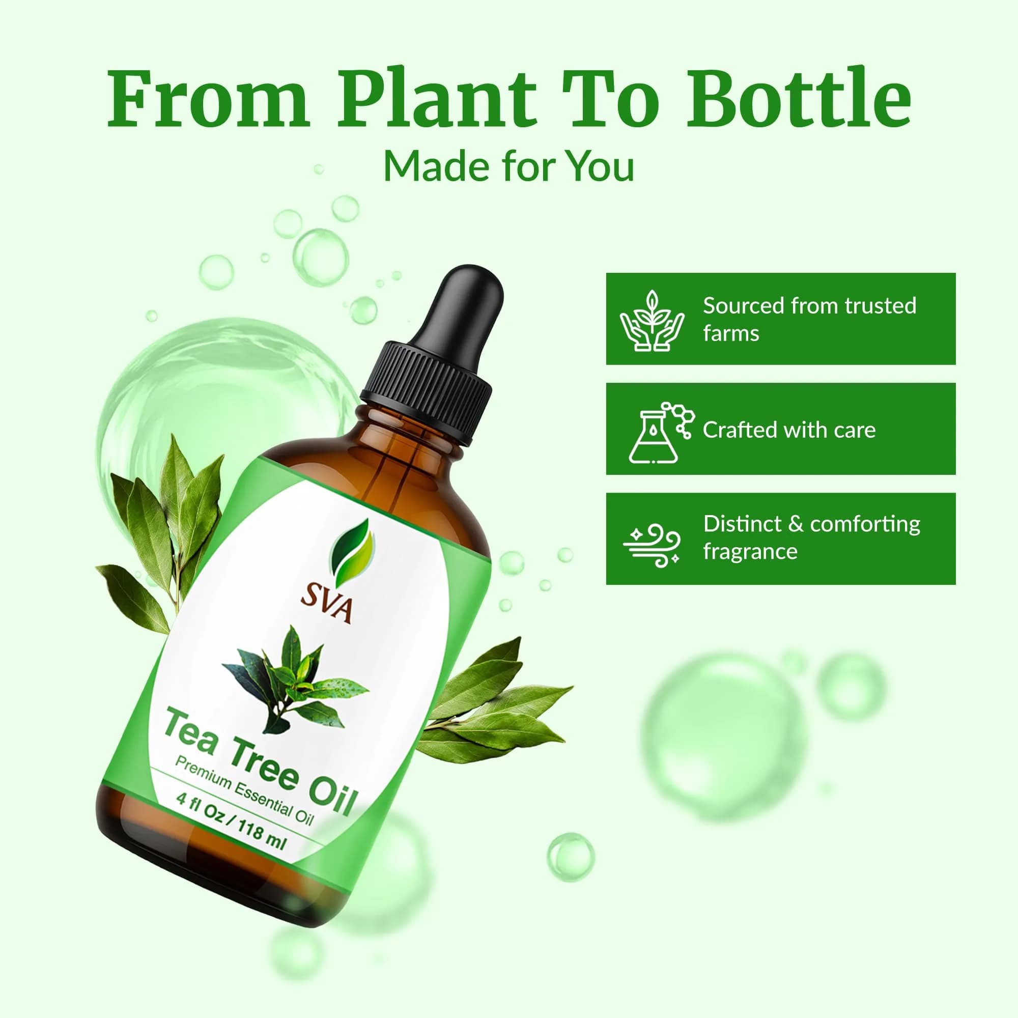 SVA Organics Organic Tea Tree Essential Oil, 4 Fl Oz (118 mL) - Pure & Natural Steam Distilled - view 4