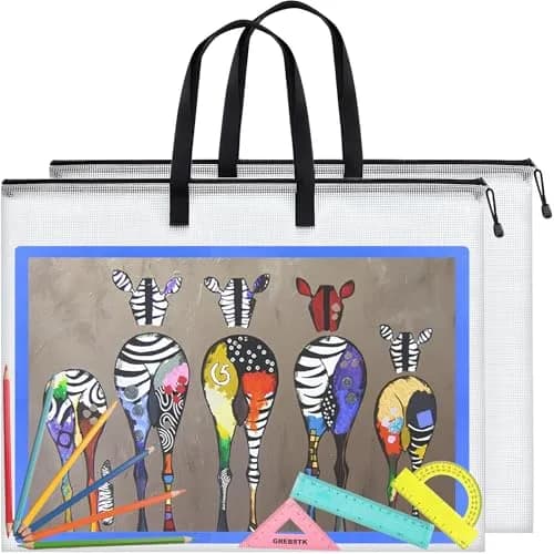 GREBSTK Art Portfolio Bag, 28x20 Inch, 2PCS Clear Poster Storage | Waterproof PVC & Nylon, Large Capacity thumbnail 1
