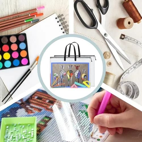 GREBSTK Art Portfolio Bag, 28x20 Inch, 2PCS Clear Poster Storage | Waterproof PVC & Nylon, Large Capacity thumbnail 6