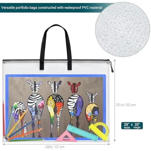 GREBSTK Art Portfolio Bag, 28x20 Inch, 2PCS Clear Poster Storage | Waterproof PVC & Nylon, Large Capacity thumbnail 2