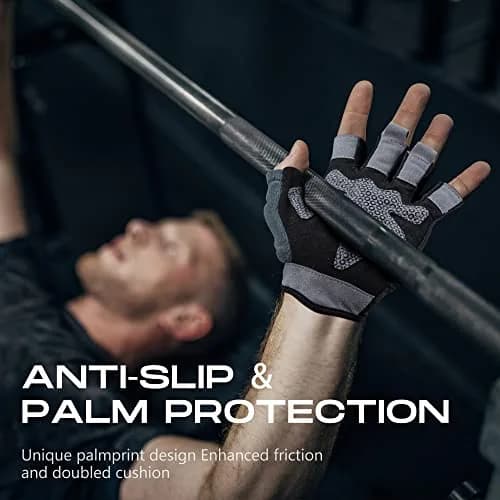 LIFECT Essential Breathable Workout Gloves, Knuckle Weight Lifting Fingerless Gym Exercise Gloves with Curved Open Back, for Powerlifting, Crossfit, Women and Men (Black, X-Large) thumbnail 3