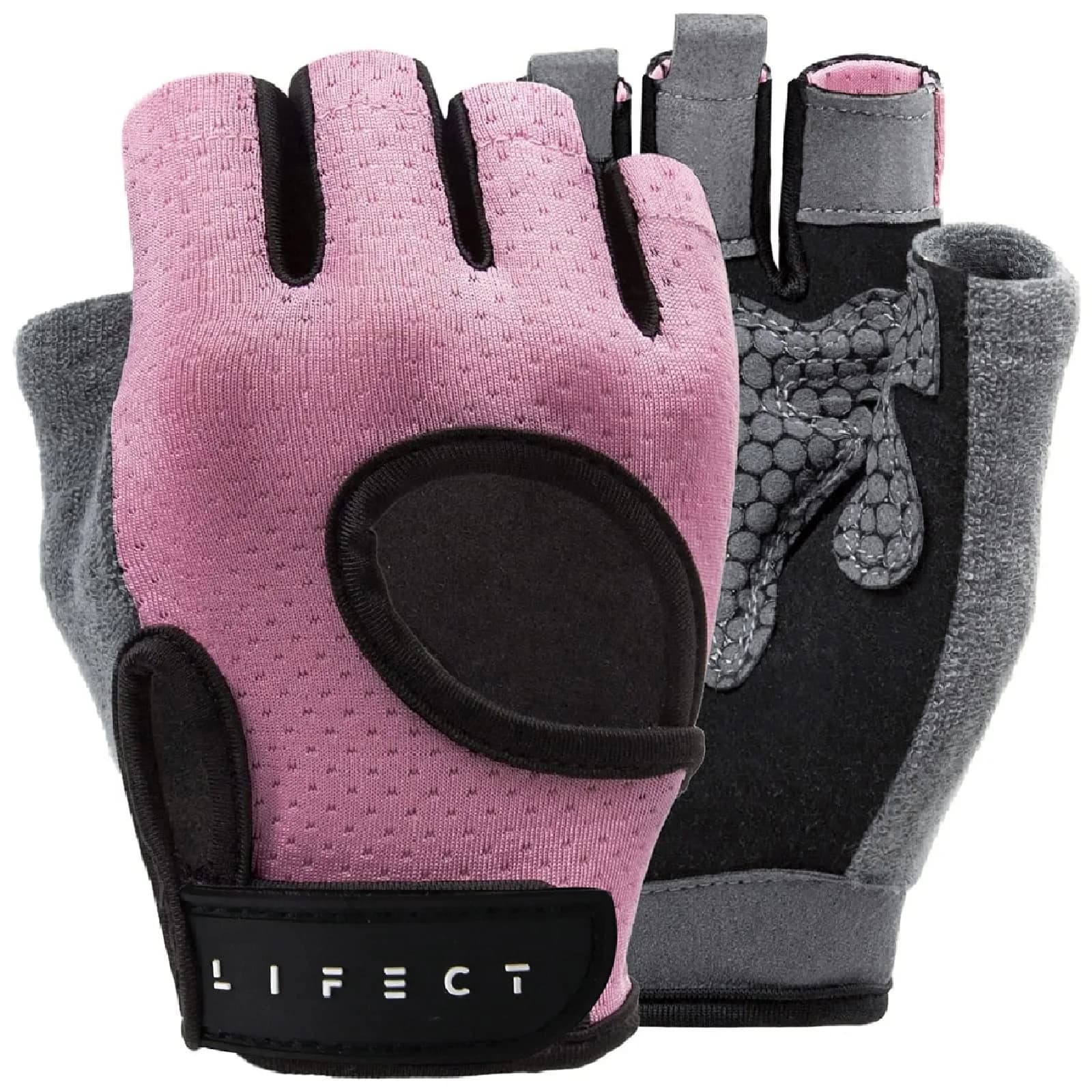 LIFECT Essential Breathable Workout Gloves, Pink, Large | Extra Grip & Adjustable Fit for Powerlifting & Gym